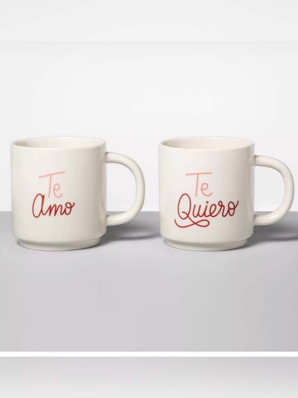 Opalhouse Te Quiero Te Amo Mug Set 2 Stoneware Coffee Cups Spanish I Love You